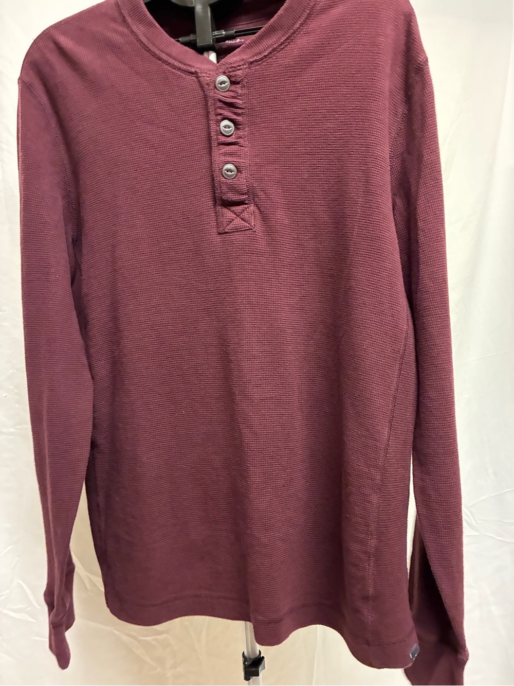 Eddie Bauer Men's Long Sleeve Henley Shirt - Burgundy